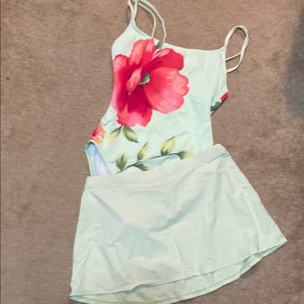 Floral Swimsuit with Skirt